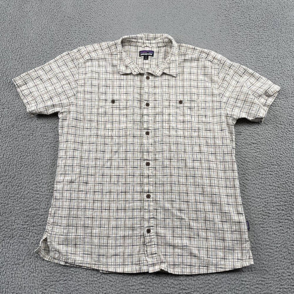 Patagonia Button Down Shirt Mens XXL White Hemp Organic Cotton Blend